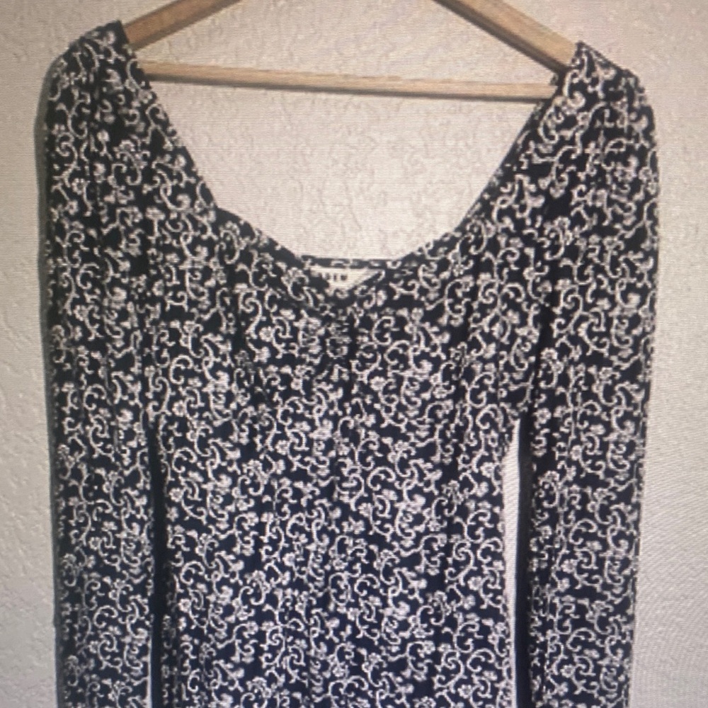 Boden Black/white Floral Print Cotton Blend Sheath Dress